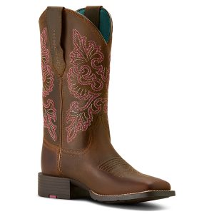 Ariat Women’s Round Up StretchFit W Square Toe Western Boot Sassy Brown