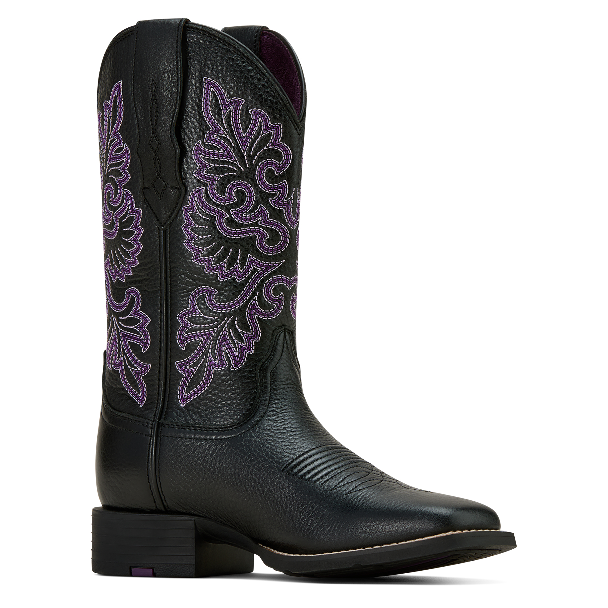 Ariat Women's Round Up StretchFit W Square Toe Western Boot Black Deertan