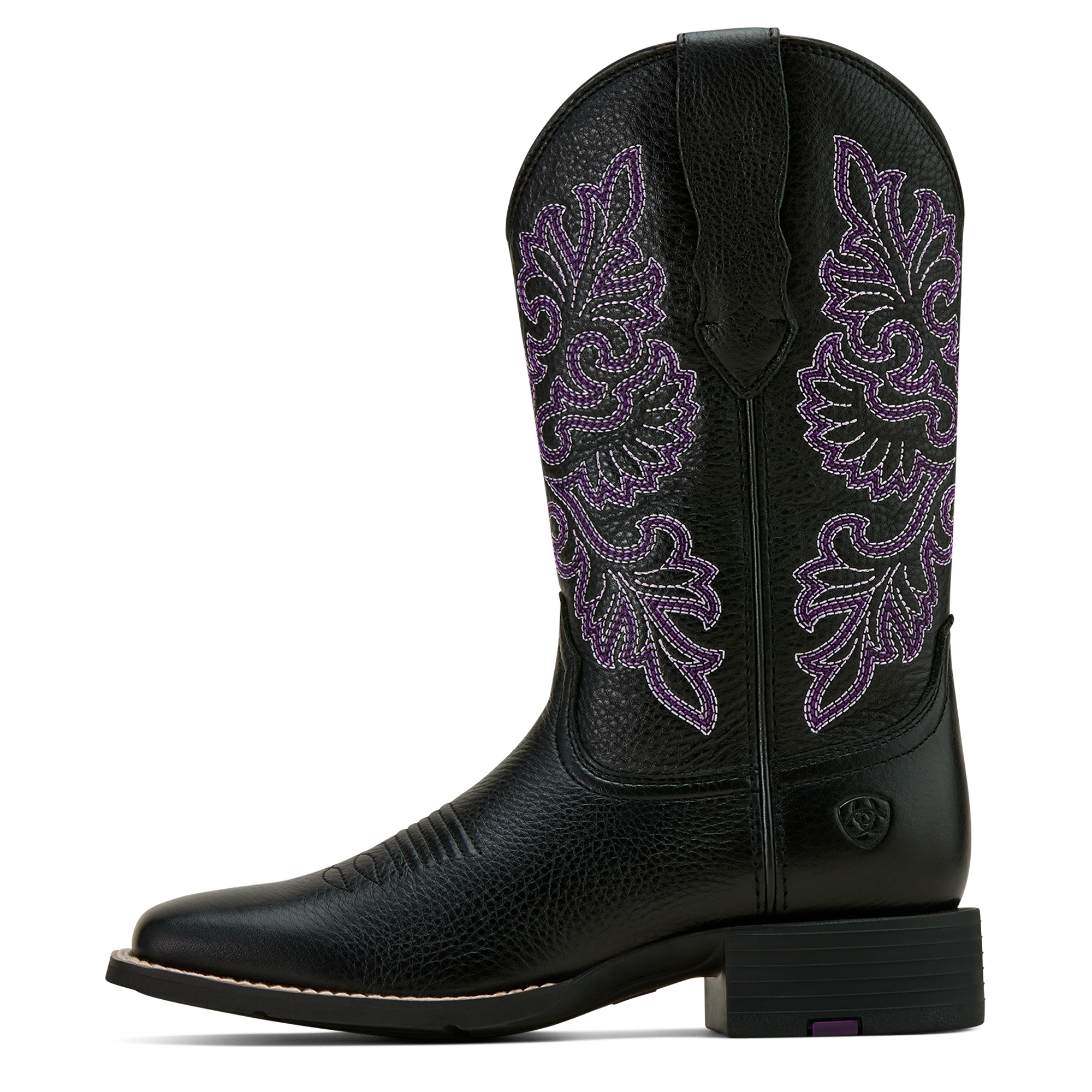 Ariat Women's Round Up StretchFit W Square Toe Western Boot Black Deertan