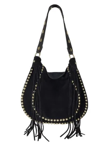 Hapsulaukku Florence Leather Shoulder Bag with Fringes & Studs