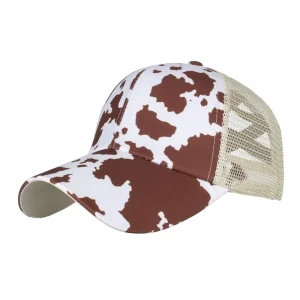 Cap Cow Print Crisscross Mesh Baseball lippalakki